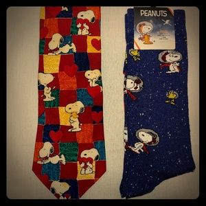 Vintage Peanuts Snoopy Tie and Crew Socks